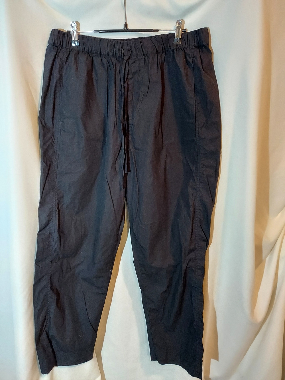 Quince 100% Organic Cotton Poplin Pull-On Ankle Pants Black Size L